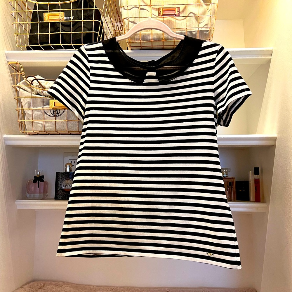 Tommy Hilfiger Black and white stripe see-through collar size S
